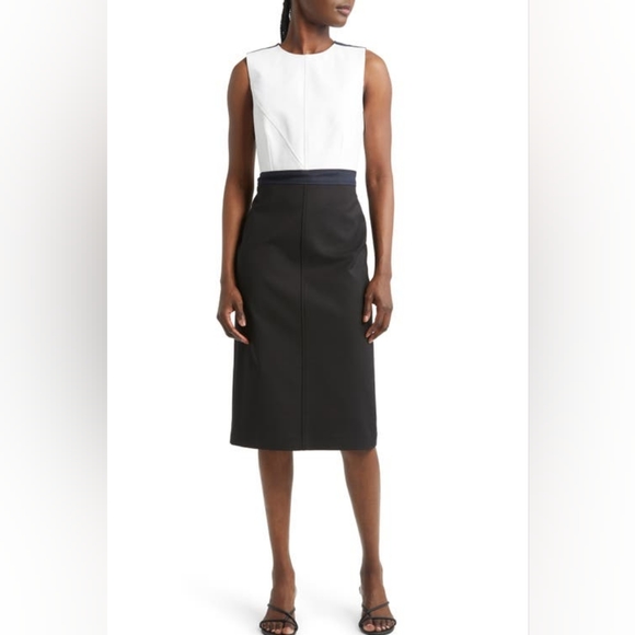 12. NWT JUDITH & CHARLES SASHA TWO TONE SLEEVELESS DRESS IN BLACK COMBO - Picture 4 of 10